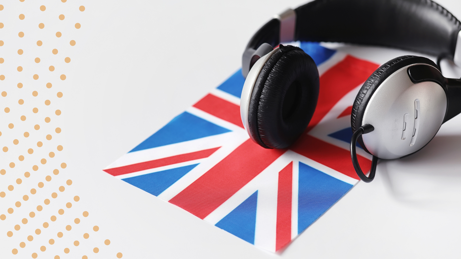 Transcriber headphones and flag